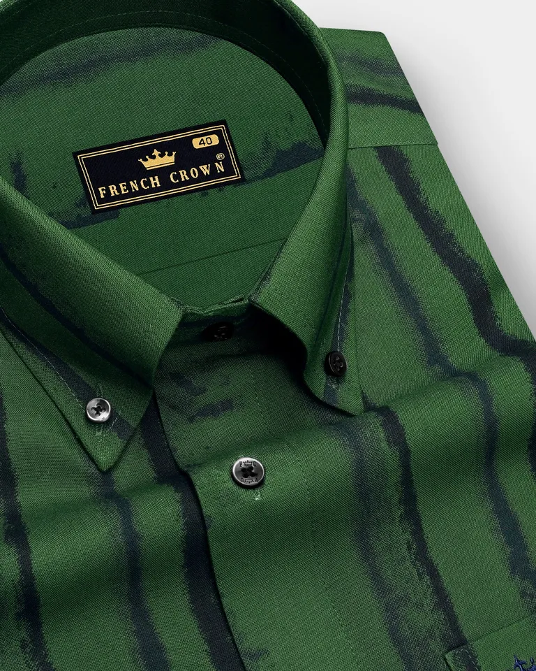 Sylvan-Everglad Green and Jade Black Tencel Casual Shirt
